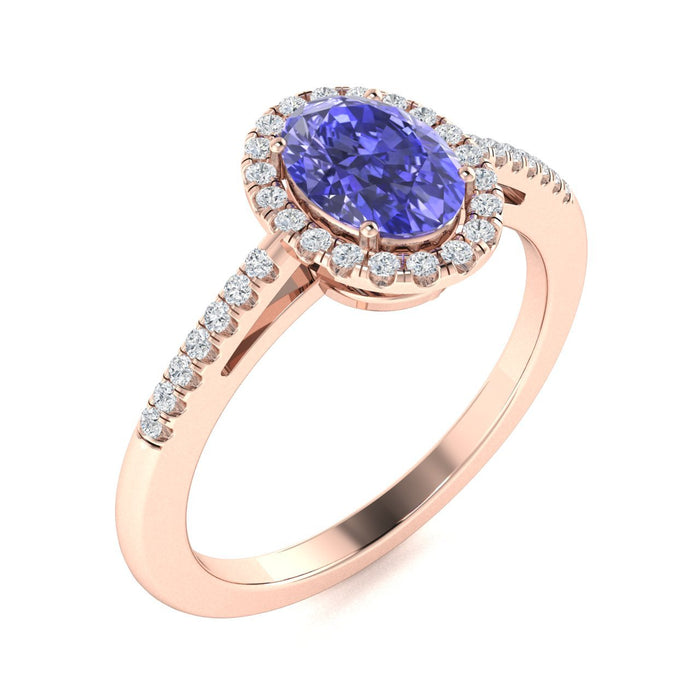 18kt Gold Oval Shaped Tanzanite and Diamond Ladies Ring (Tanzanite .75ct Diamonds 0.10cts)