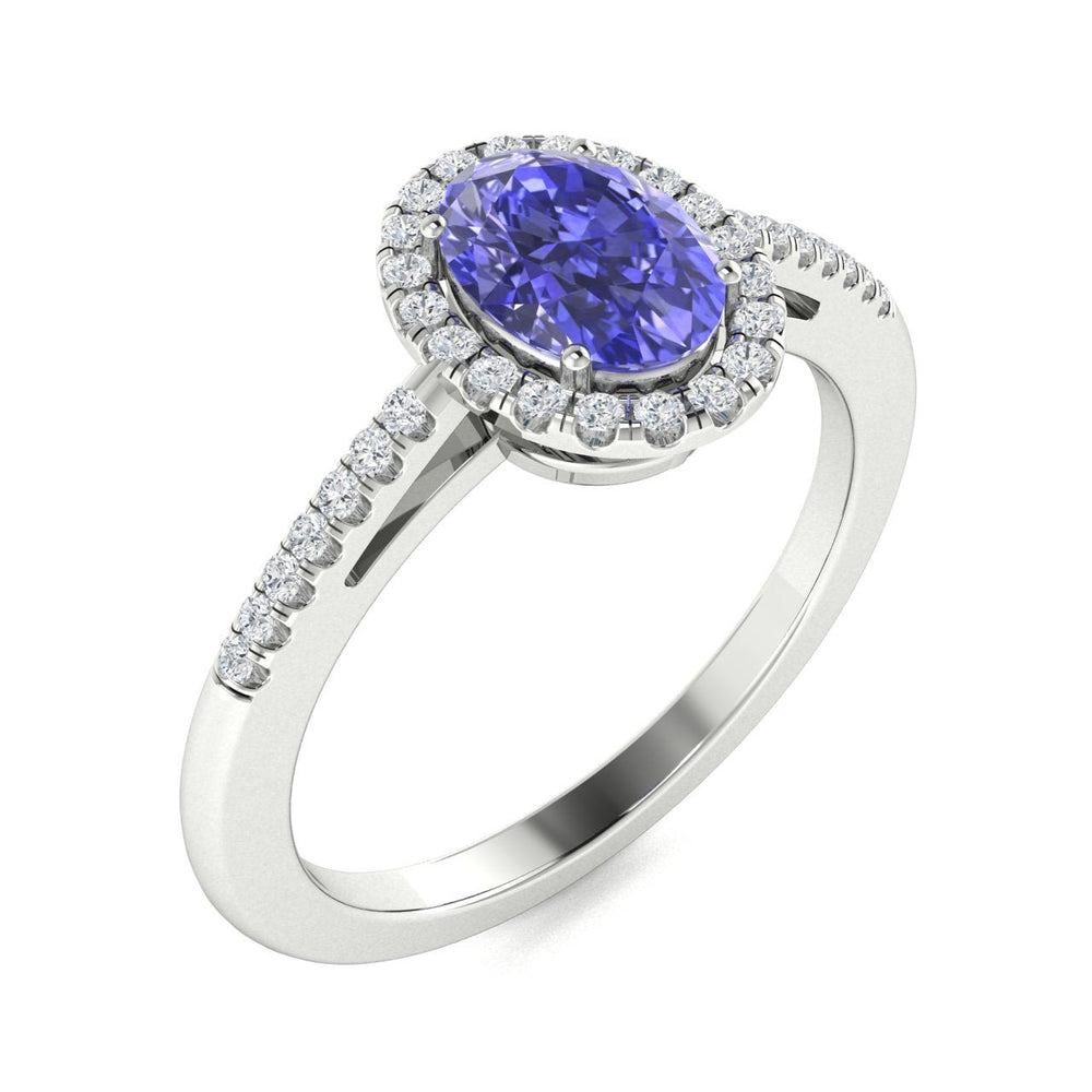 18kt Gold Oval Shaped Tanzanite and Diamond Ladies Ring (Tanzanite .75ct Diamonds 0.10cts)