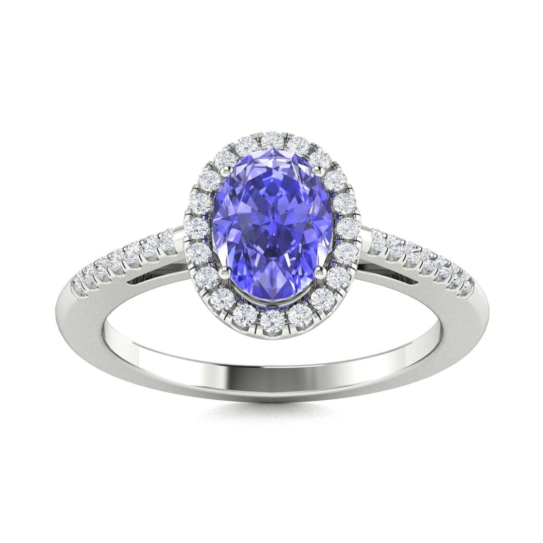 18kt Gold Oval Shaped Tanzanite and Diamond Ladies Ring (Tanzanite .75ct Diamonds 0.10cts)