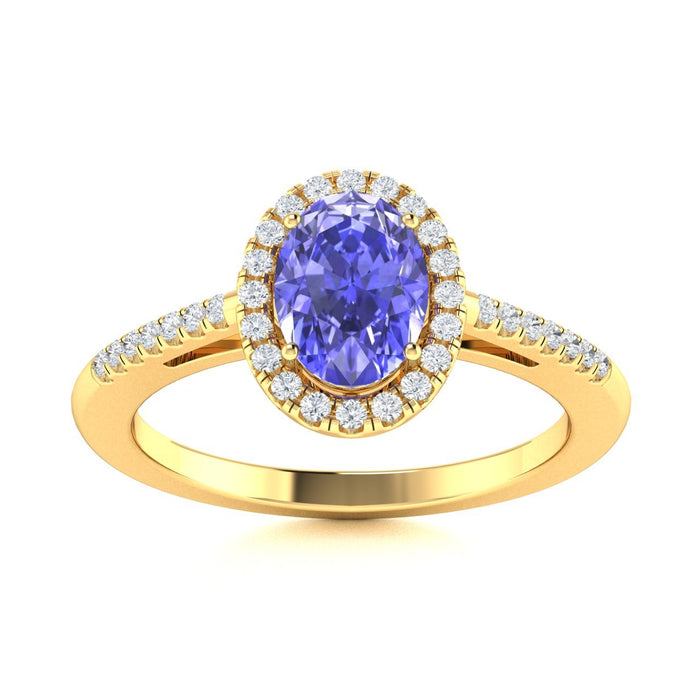18kt Gold Oval Shaped Tanzanite and Diamond Ladies Ring (Tanzanite .75ct Diamonds 0.10cts)