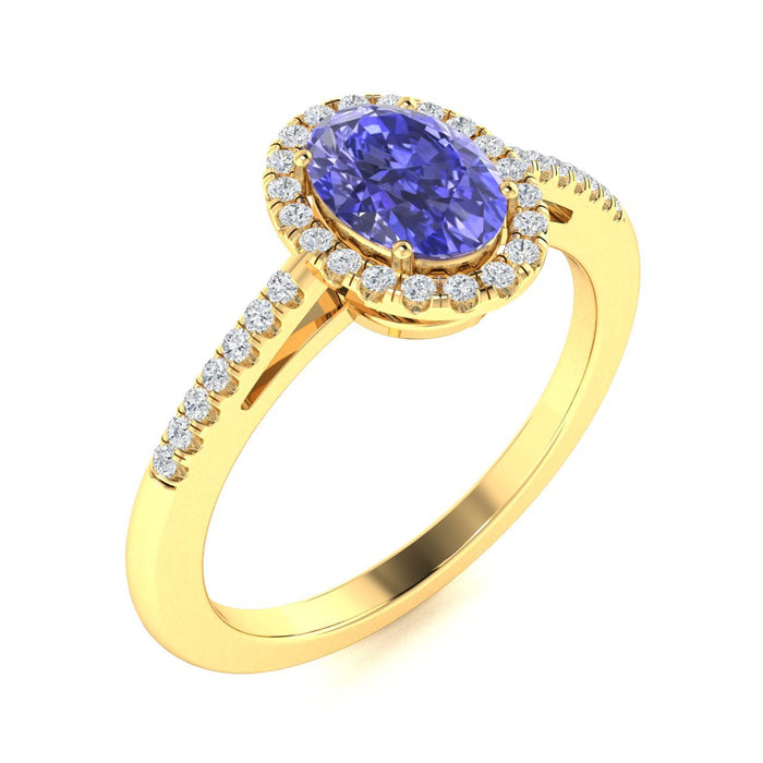 18kt Gold Oval Shaped Tanzanite and Diamond Ladies Ring (Tanzanite .75ct Diamonds 0.10cts)