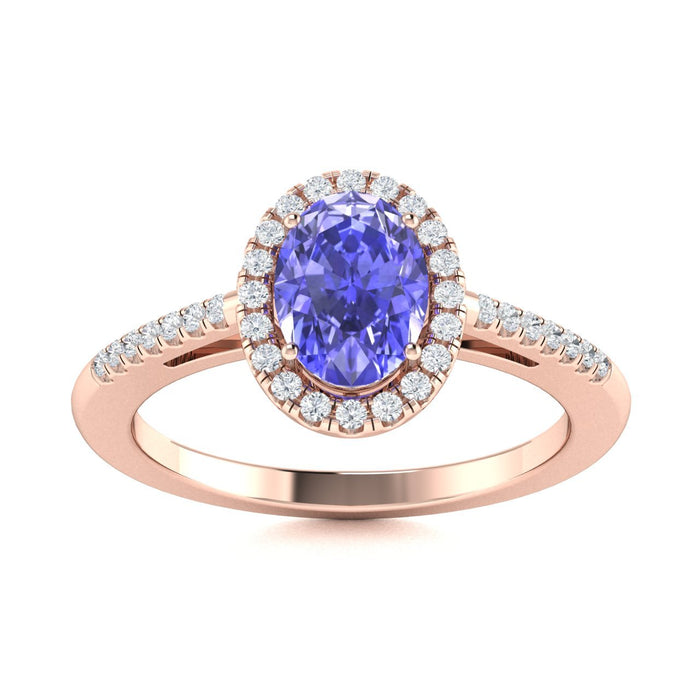 18kt Gold Oval Shaped Tanzanite and Diamond Ladies Ring (Tanzanite .75ct Diamonds 0.10cts)