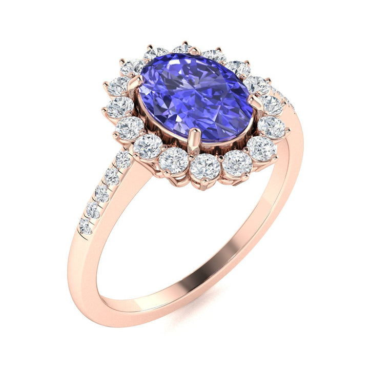18KT Gold Oval Tanzanite and Diamond Ladies Ring (Tanzanite 3.88 cts. White Diamond 0.78 cts.)