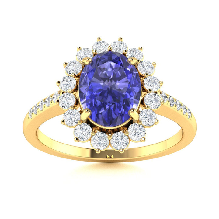 18KT Gold Oval Tanzanite and Diamond Ladies Ring (Tanzanite 3.88 cts. White Diamond 0.78 cts.)