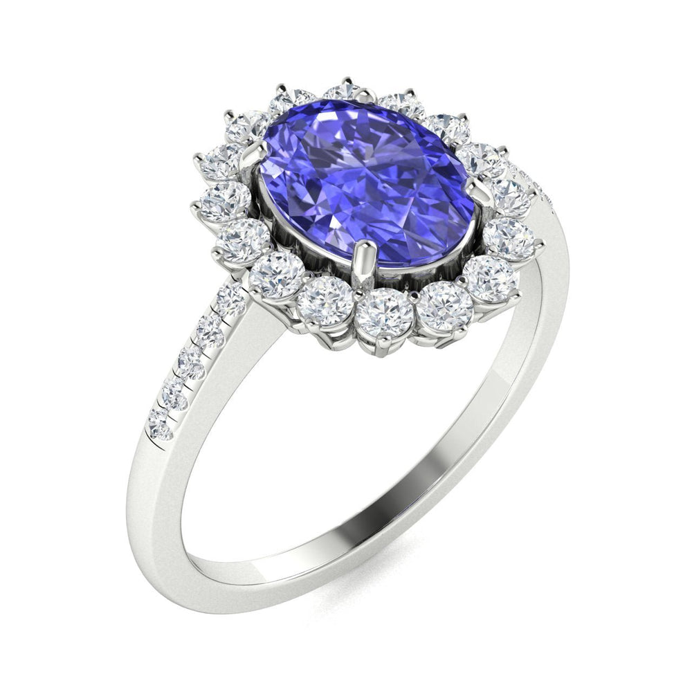 18KT Gold Oval Tanzanite and Diamond Ladies Ring (Tanzanite 3.88 cts. White Diamond 0.78 cts.)