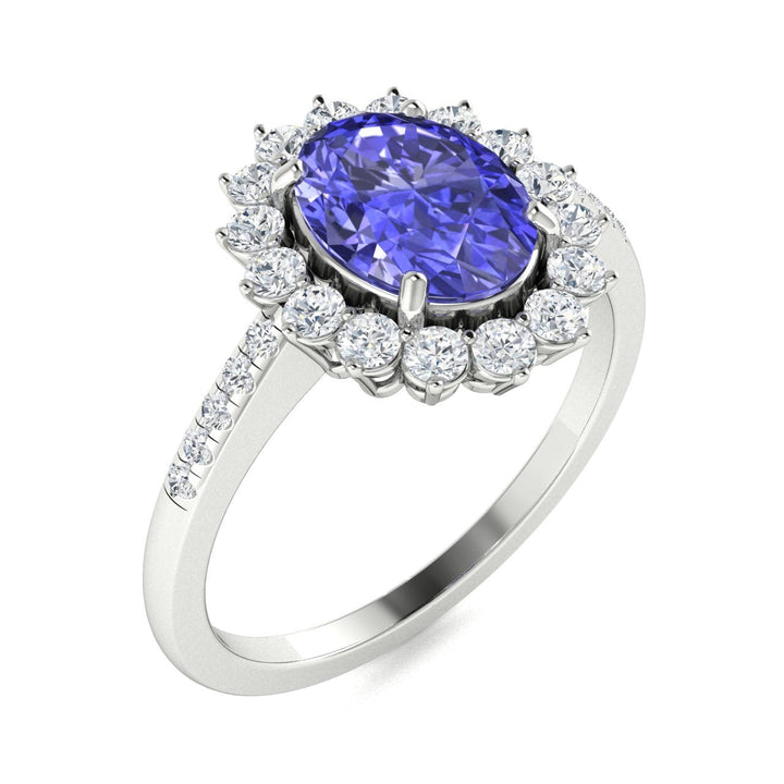 18KT Gold Oval Tanzanite and Diamond Ladies Ring (Tanzanite 3.88 cts. White Diamond 0.78 cts.)