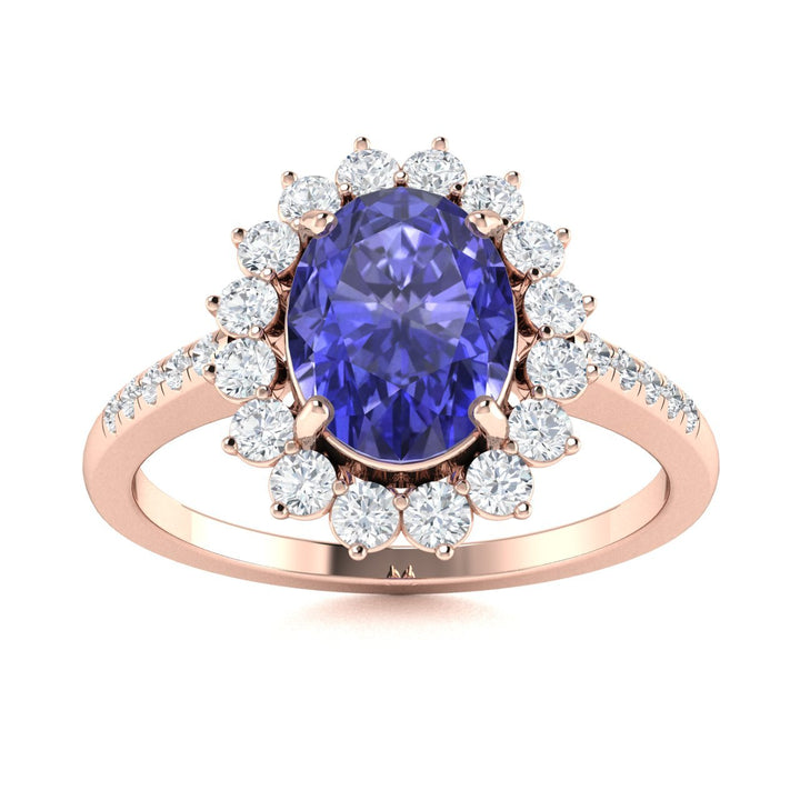 18KT Gold Oval Tanzanite and Diamond Ladies Ring (Tanzanite 3.88 cts. White Diamond 0.78 cts.)
