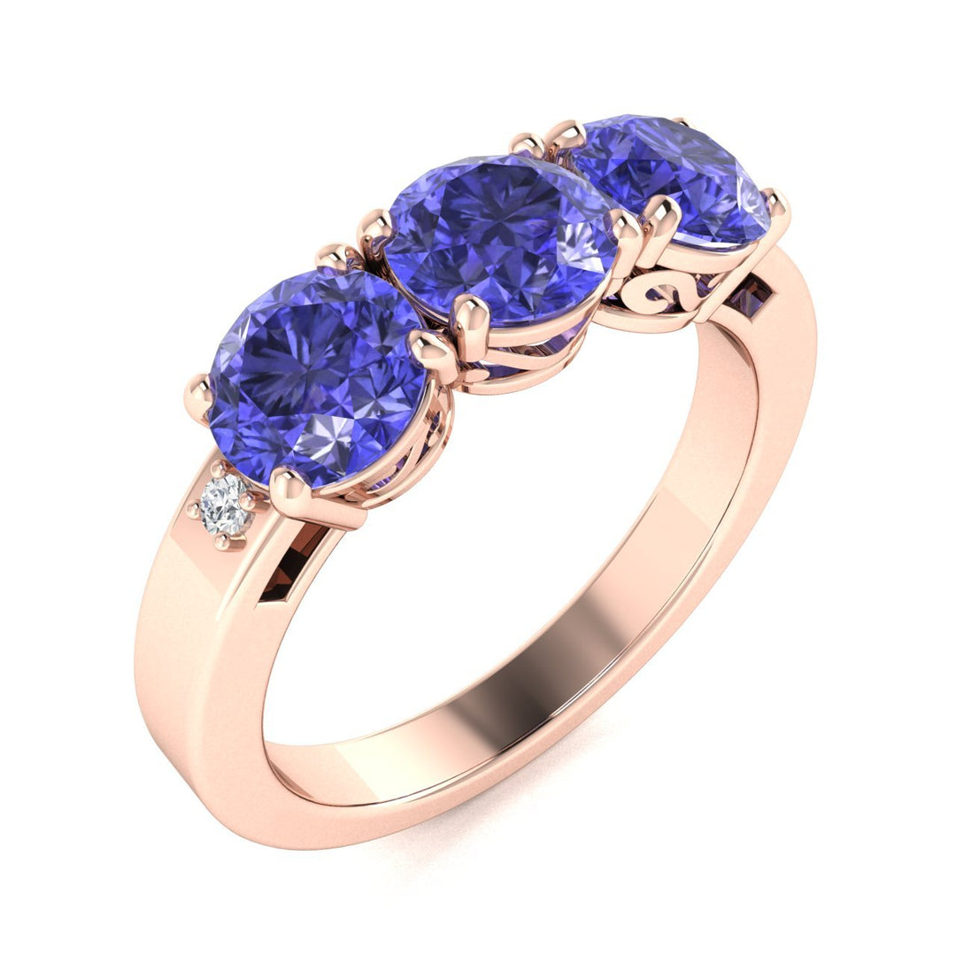 18kt Gold Past, Present, Future Tanzanite Ladies Ring (Tanzanite 2.50cts Diamonds 0.04cts)