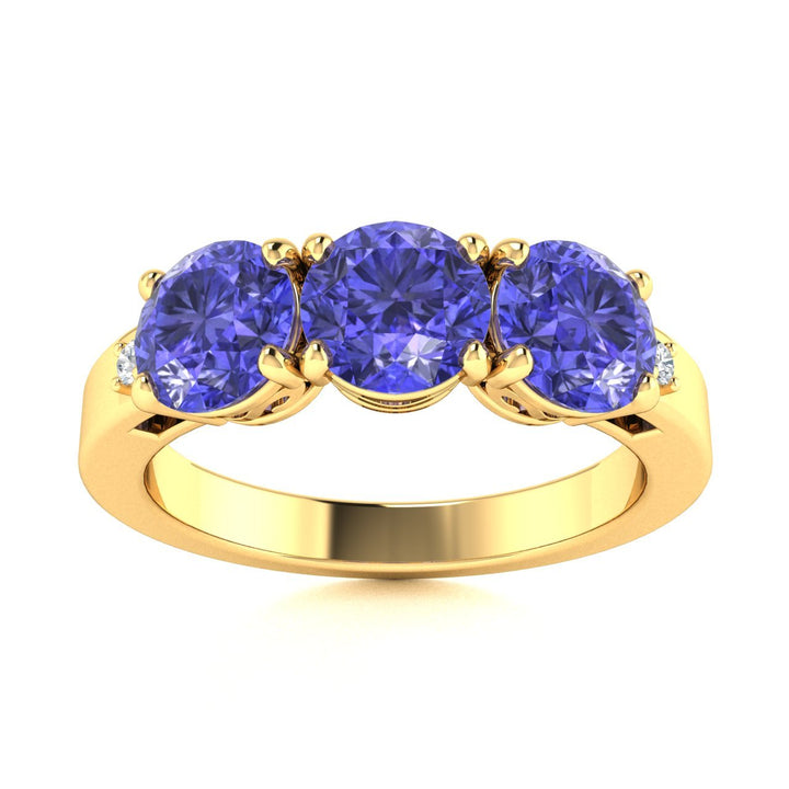 18kt Gold Past, Present, Future Tanzanite Ladies Ring (Tanzanite 2.50cts Diamonds 0.04cts)