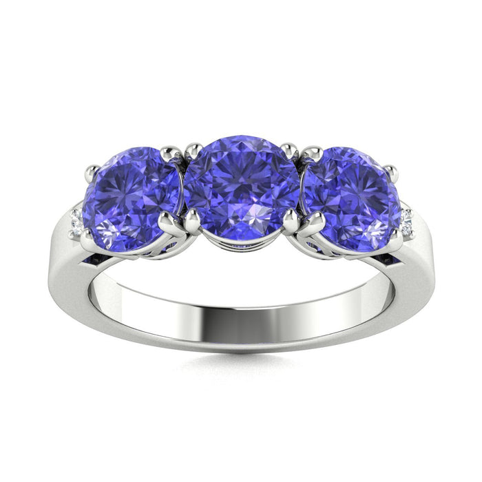 18kt Gold Past, Present, Future Tanzanite Ladies Ring (Tanzanite 2.50cts Diamonds 0.04cts)