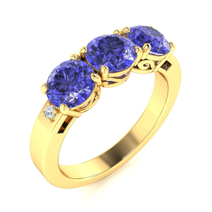 18kt Gold Past, Present, Future Tanzanite Ladies Ring (Tanzanite 2.50cts Diamonds 0.04cts)