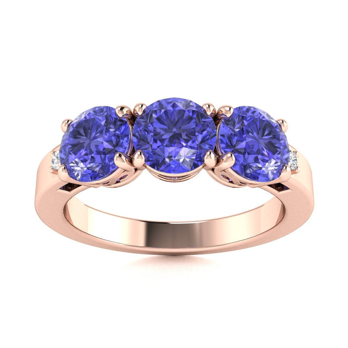 18kt Gold Past, Present, Future Tanzanite Ladies Ring (Tanzanite 2.50cts Diamonds 0.04cts)
