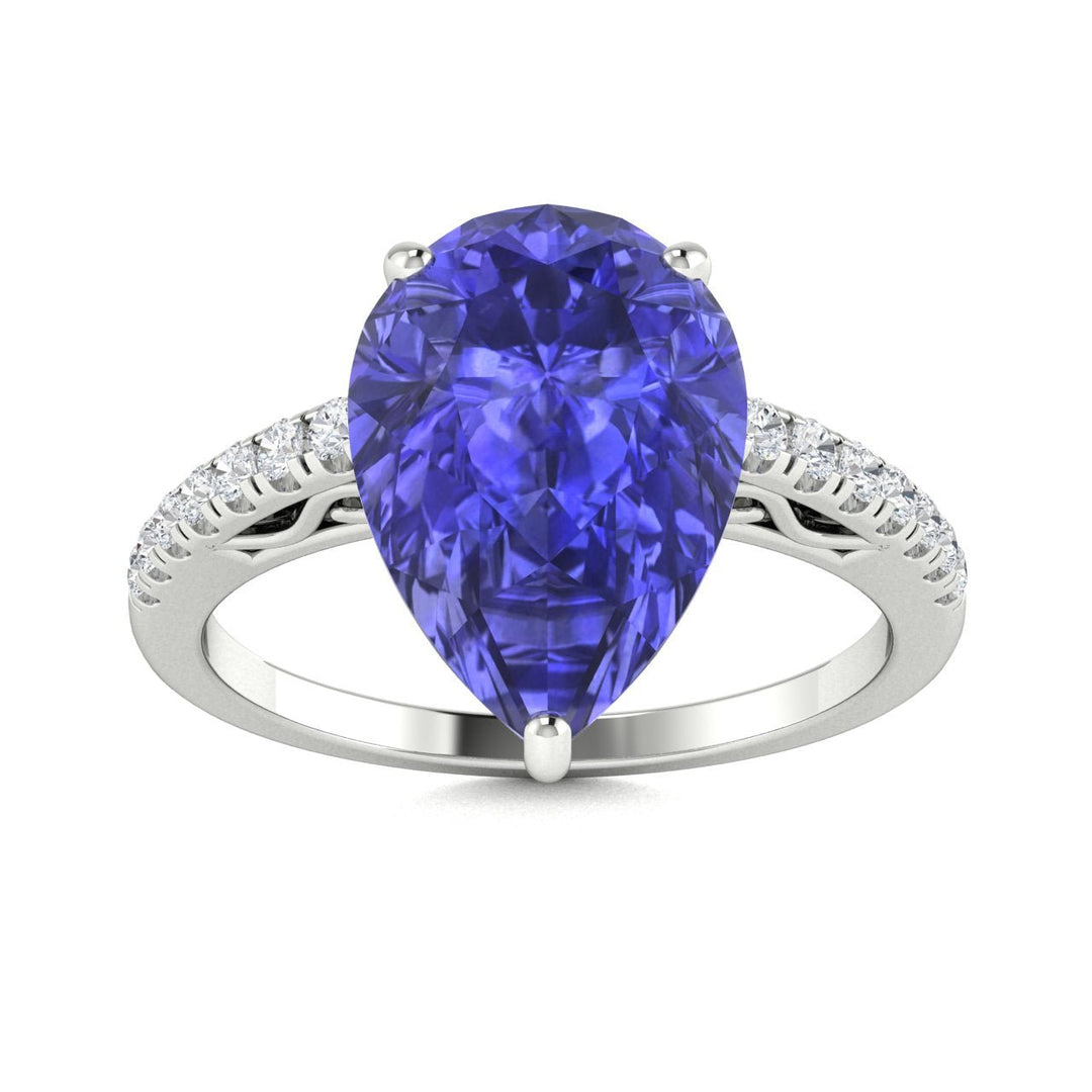 18kt Gold Pear Shaped Tanzanite and Diamond Ladies Ring (Tanzanite 3.25ct Diamonds 0.25 cts)