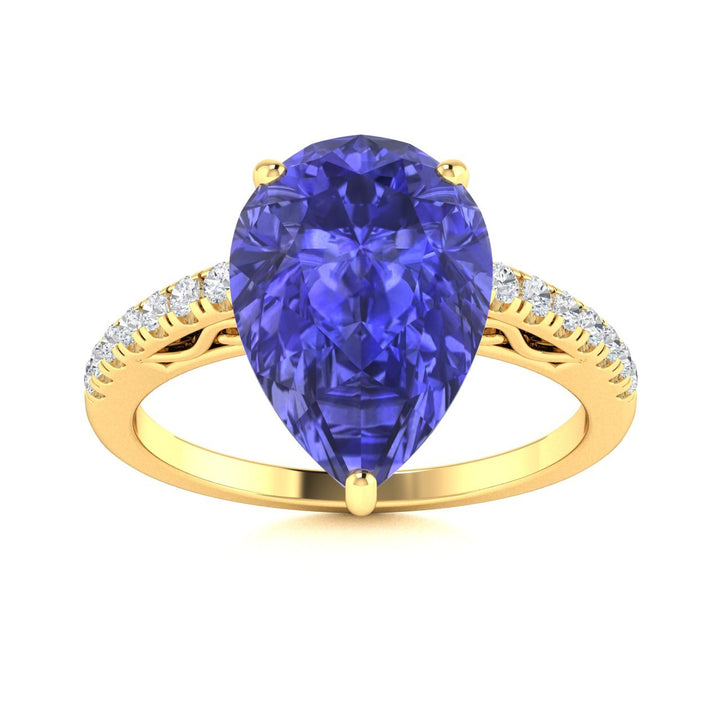 18kt Gold Pear Shaped Tanzanite and Diamond Ladies Ring (Tanzanite 3.25ct Diamonds 0.25 cts)