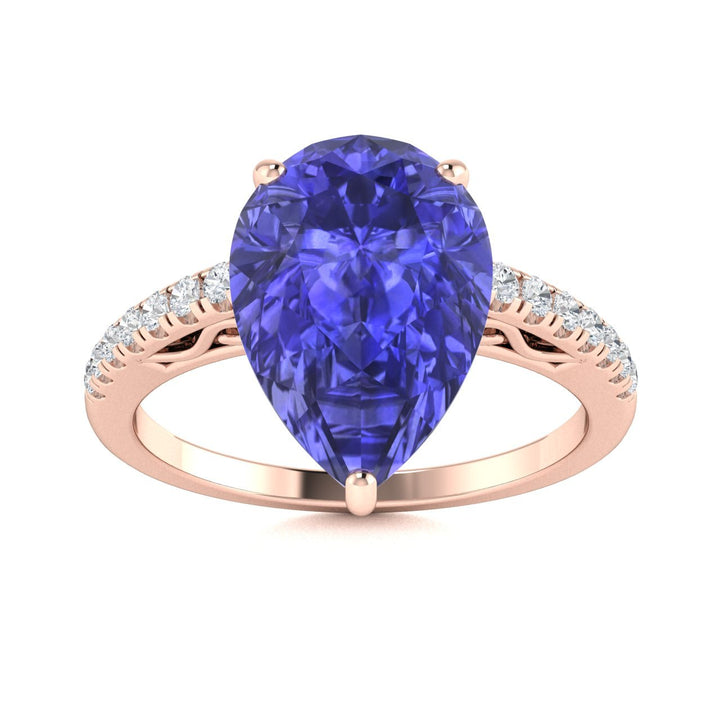 18kt Gold Pear Shaped Tanzanite and Diamond Ladies Ring (Tanzanite 3.25ct Diamonds 0.25 cts)