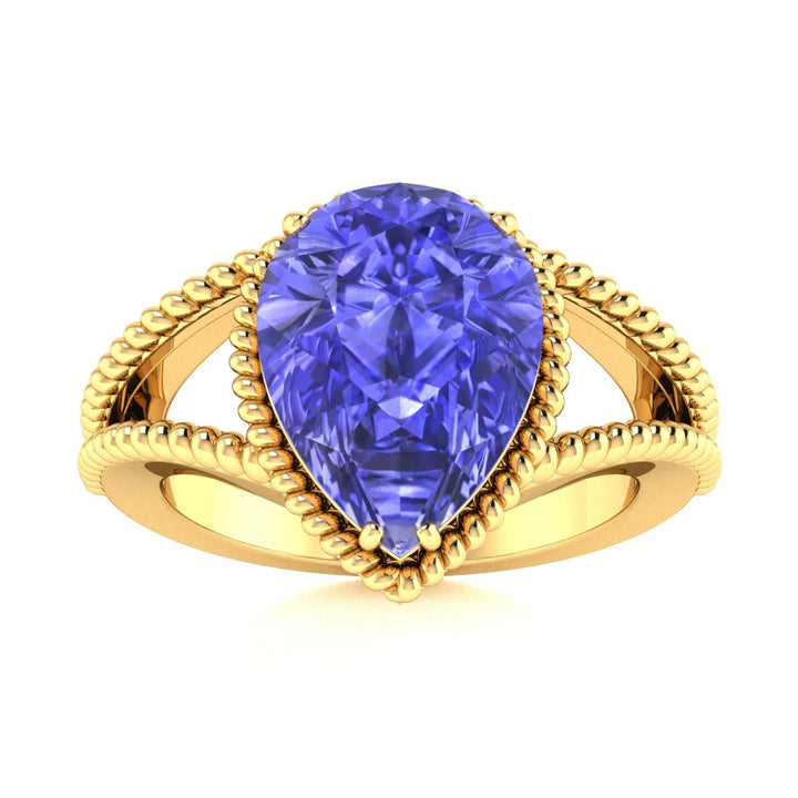18kt Gold Pear shaped Tanzanite Ladies Ring (Tanzanite 4.00ct)