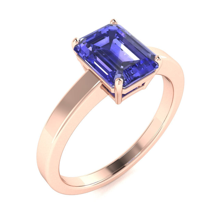 18kt Gold Perfectly Cut Emerald Cut Tanzanite Ladies Ring (Tanzanite 1.50ct)