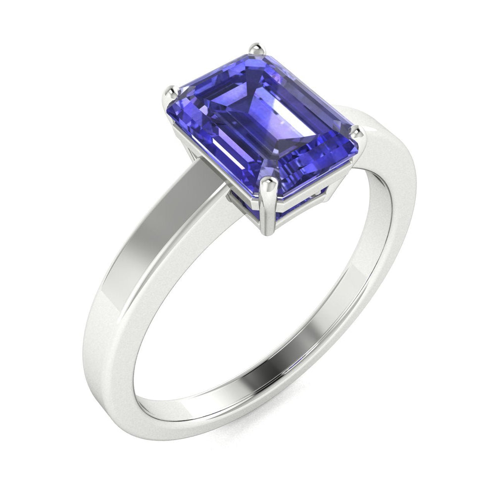 18kt Gold Perfectly Cut Emerald Cut Tanzanite Ladies Ring (Tanzanite 1.50ct)