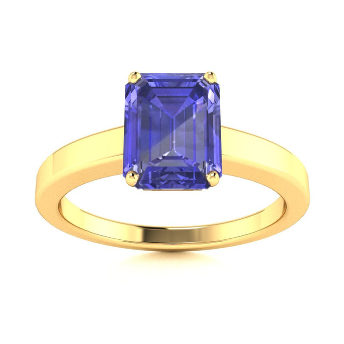 18kt Gold Perfectly Cut Emerald Cut Tanzanite Ladies Ring (Tanzanite 1.50ct)