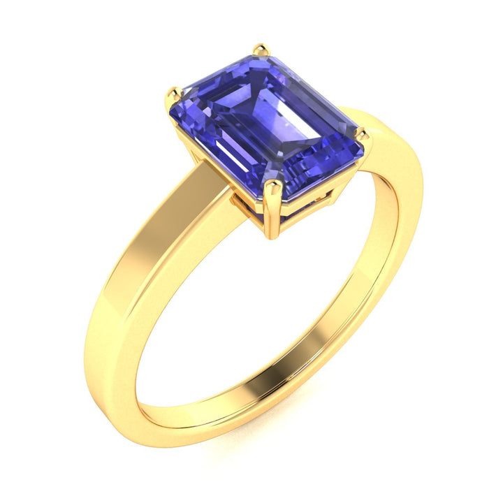 18kt Gold Perfectly Cut Emerald Cut Tanzanite Ladies Ring (Tanzanite 1.50ct)