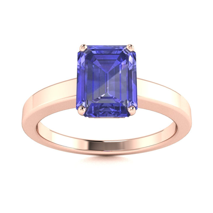 18kt Gold Perfectly Cut Emerald Cut Tanzanite Ladies Ring (Tanzanite 1.50ct)