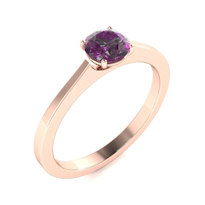 18kt Gold Round brilliant cut Natural Alexandrite Ladies Ring (Alexandrite 0.75ct)