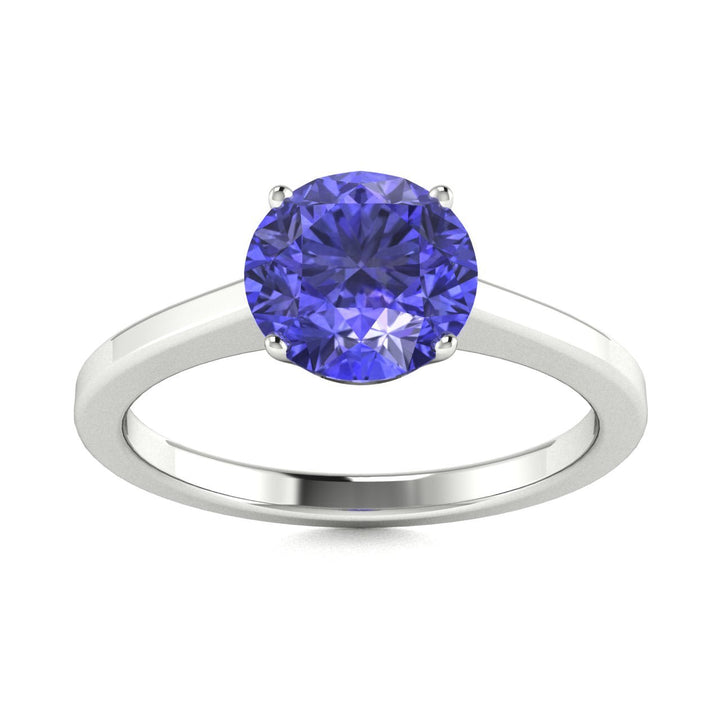 18kt Gold Round Brilliant Cut Solitaire Tanzanite Ladies Ring (Tanzanite 3.00ct)