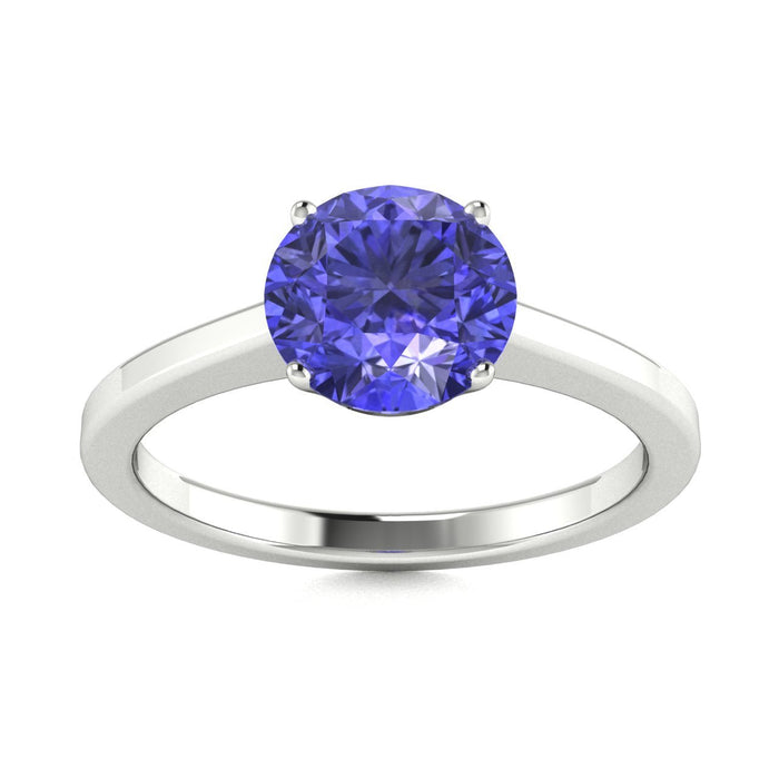 18kt Gold Round Brilliant Cut Solitaire Tanzanite Ladies Ring (Tanzanite 3.00ct)