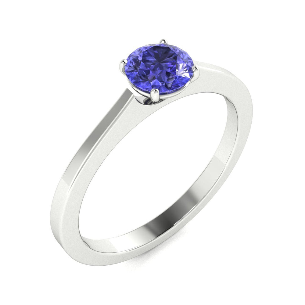 18kt Gold Round brilliant cut Tanzanite Ladies Ring (Tanzanite 0.75ct)