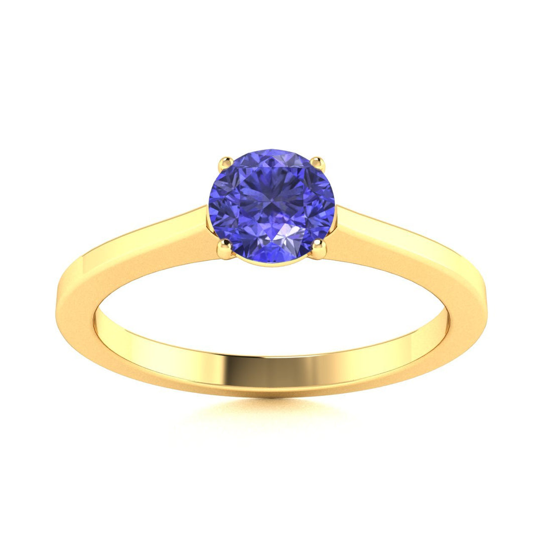 18kt Gold Round brilliant cut Tanzanite Ladies Ring (Tanzanite 0.75ct)