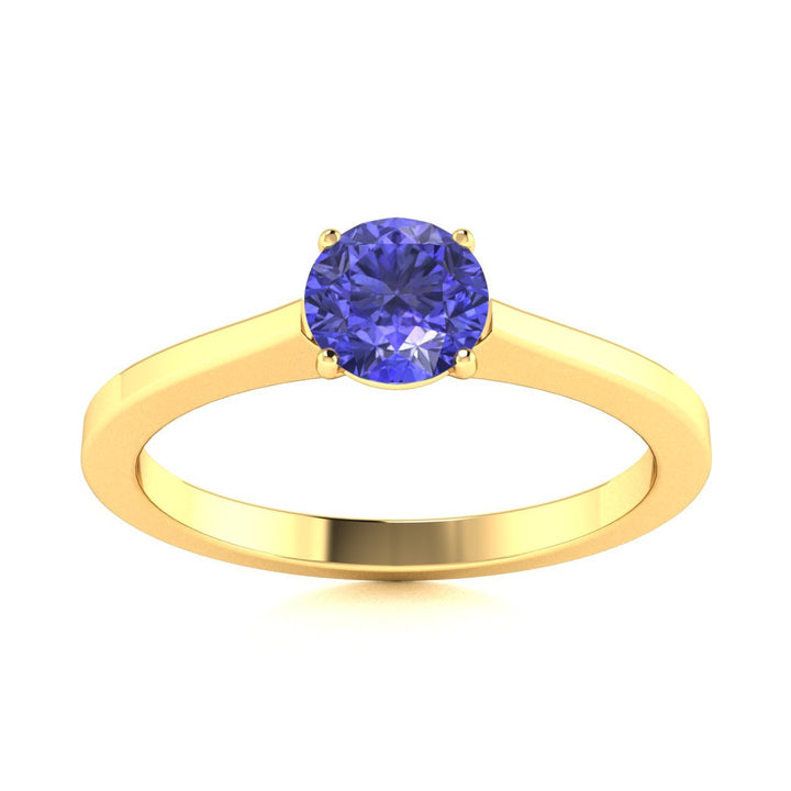 18kt Gold Round brilliant cut Tanzanite Ladies Ring (Tanzanite 0.75ct)