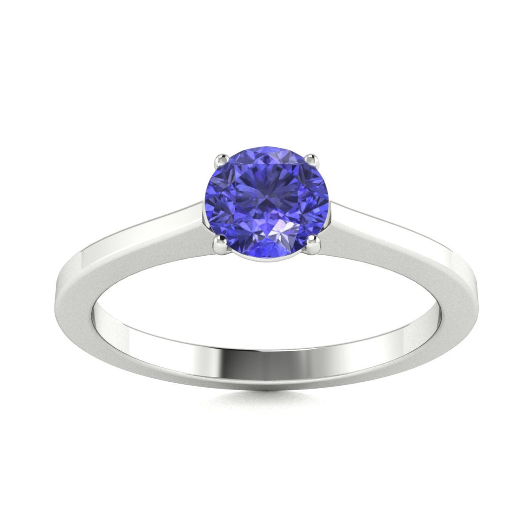 18kt Gold Round brilliant cut Tanzanite Ladies Ring (Tanzanite 0.75ct)