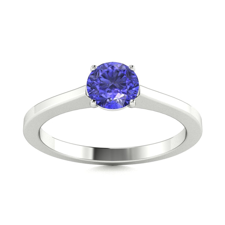 18kt Gold Round brilliant cut Tanzanite Ladies Ring (Tanzanite 0.75ct)
