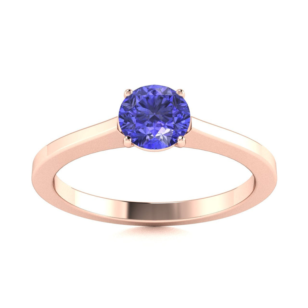 18kt Gold Round brilliant cut Tanzanite Ladies Ring (Tanzanite 0.75ct)