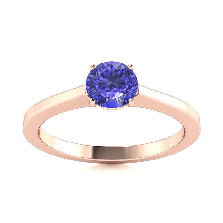 18kt Gold Round brilliant cut Tanzanite Ladies Ring (Tanzanite 0.75ct)