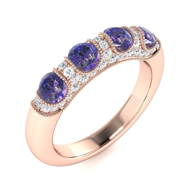 18KT Gold Tanzanite and Diamond Ladies Ring (Tanzanite 1.16 cts White Diamonds 0.28 cts)