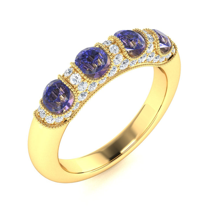 18KT Gold Tanzanite and Diamond Ladies Ring (Tanzanite 1.16 cts White Diamonds 0.28 cts)