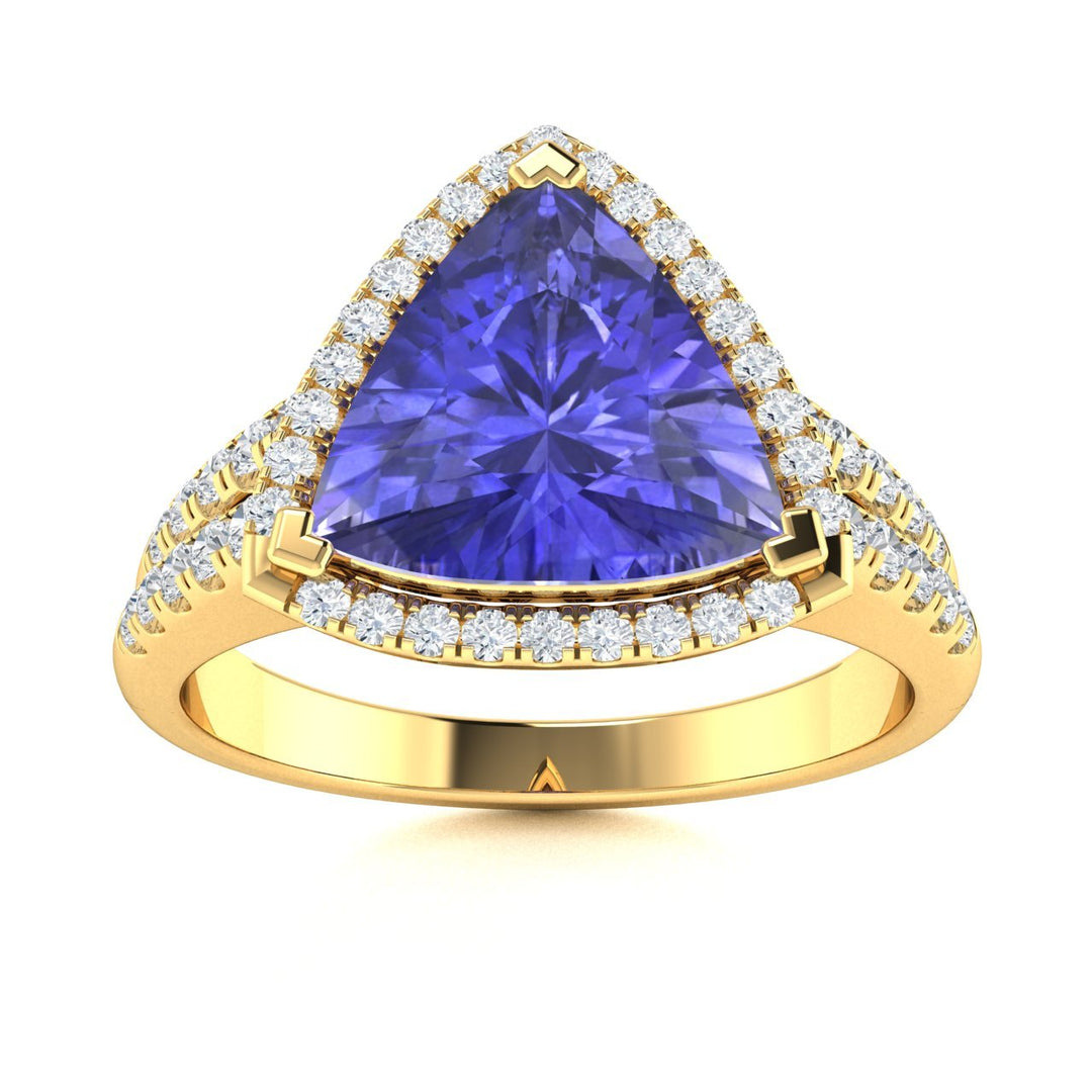 18KT Gold Tanzanite and Diamond Ladies Ring (Tanzanite 12.05 cts. White Diamond 0.71 cts.)