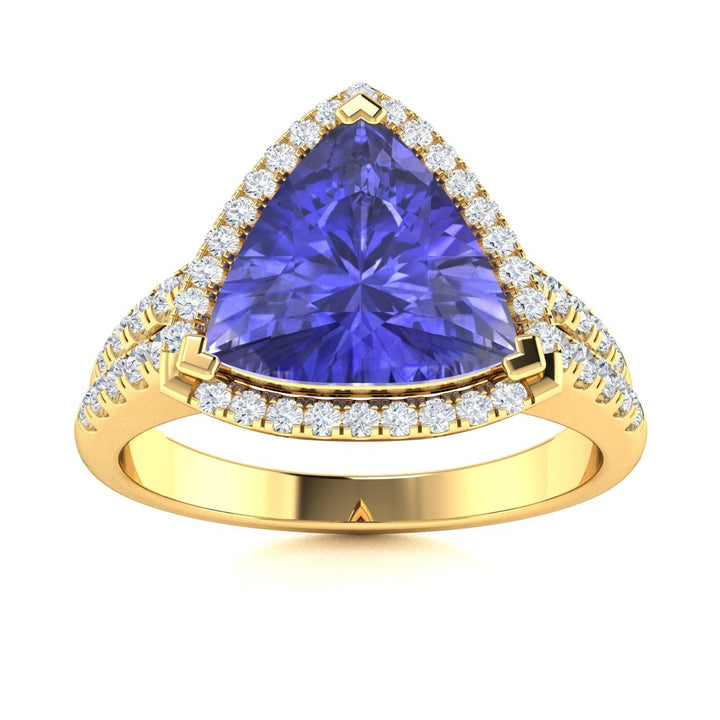 18KT Gold Tanzanite and Diamond Ladies Ring (Tanzanite 12.05 cts. White Diamond 0.71 cts.)