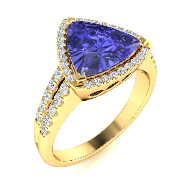 18KT Gold Tanzanite and Diamond Ladies Ring (Tanzanite 12.05 cts. White Diamond 0.71 cts.)