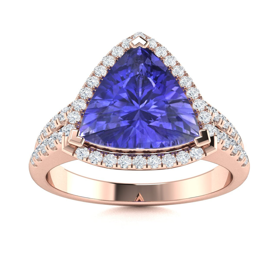 18KT Gold Tanzanite and Diamond Ladies Ring (Tanzanite 12.05 cts. White Diamond 0.71 cts.)