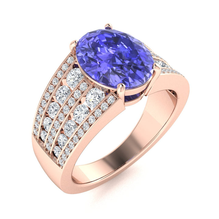 18KT Gold Tanzanite and Diamond Ladies Ring (Tanzanite 2 cts. White Diamond 0.93 cts.)