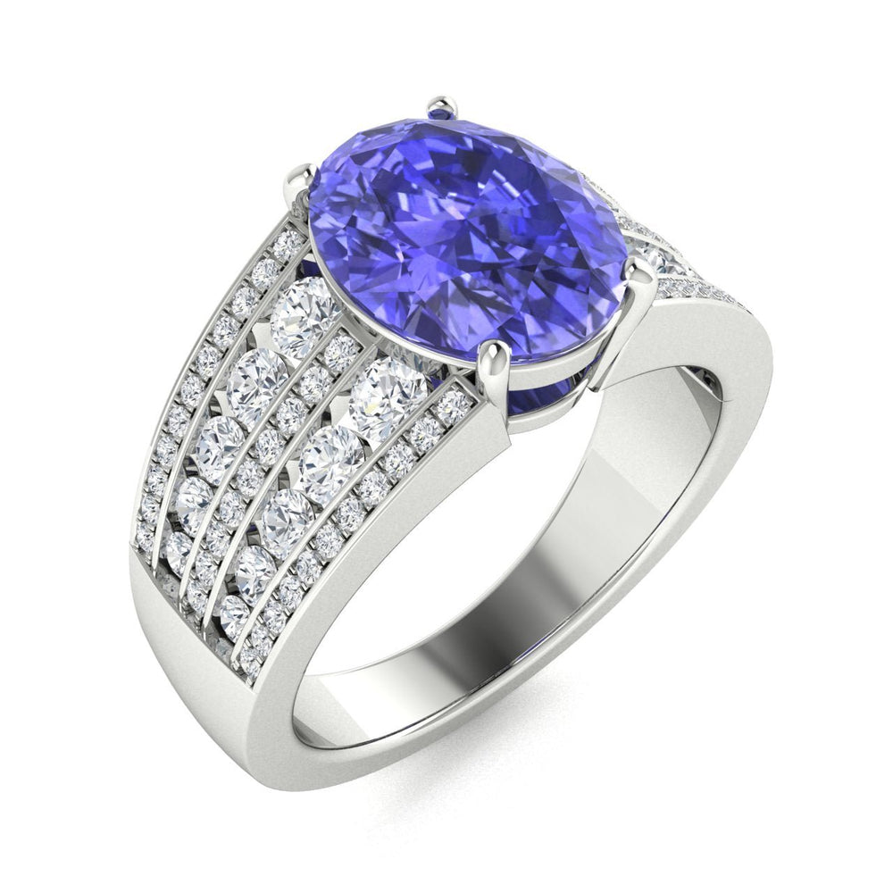 18KT Gold Tanzanite and Diamond Ladies Ring (Tanzanite 2 cts. White Diamond 0.93 cts.)