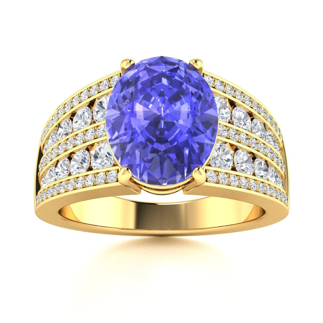 18KT Gold Tanzanite and Diamond Ladies Ring (Tanzanite 2 cts. White Diamond 0.93 cts.)