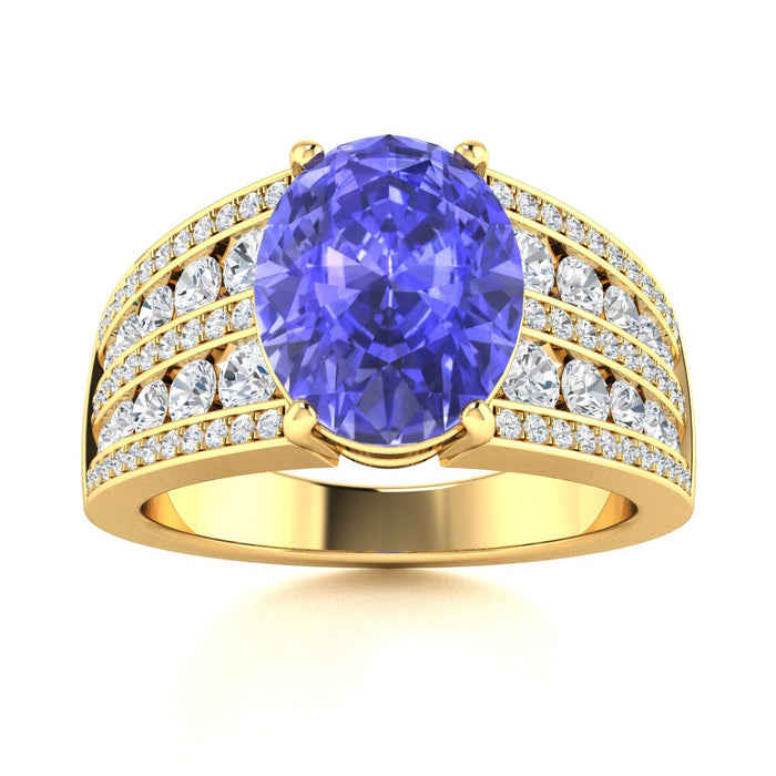 18KT Gold Tanzanite and Diamond Ladies Ring (Tanzanite 2 cts. White Diamond 0.93 cts.)