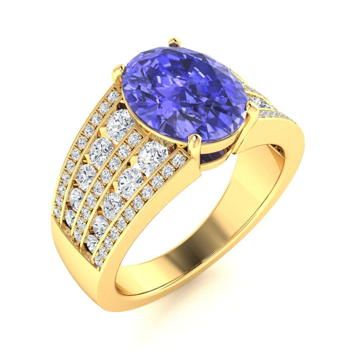 18KT Gold Tanzanite and Diamond Ladies Ring (Tanzanite 2 cts. White Diamond 0.93 cts.)