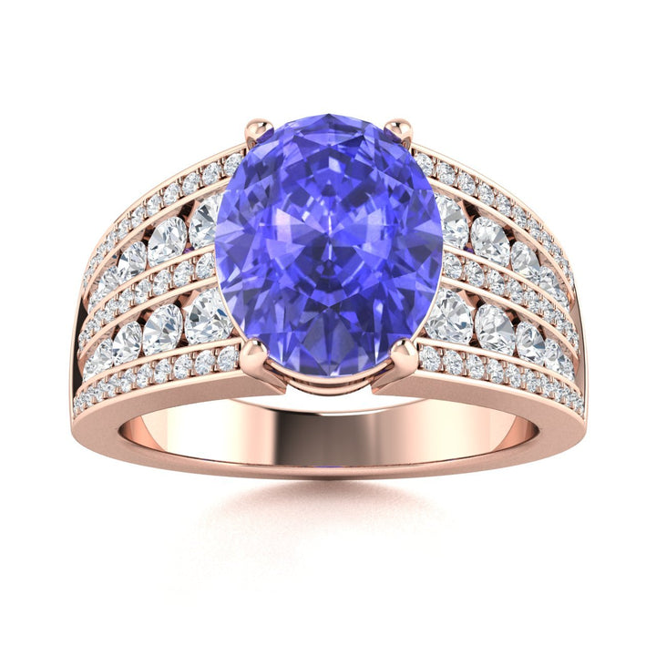 18KT Gold Tanzanite and Diamond Ladies Ring (Tanzanite 2 cts. White Diamond 0.93 cts.)