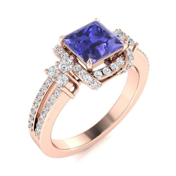 18KT Gold Tanzanite and Diamond Ladies Ring (Tanzanite 2.00 cts. White Diamonds 0.75 cts.)