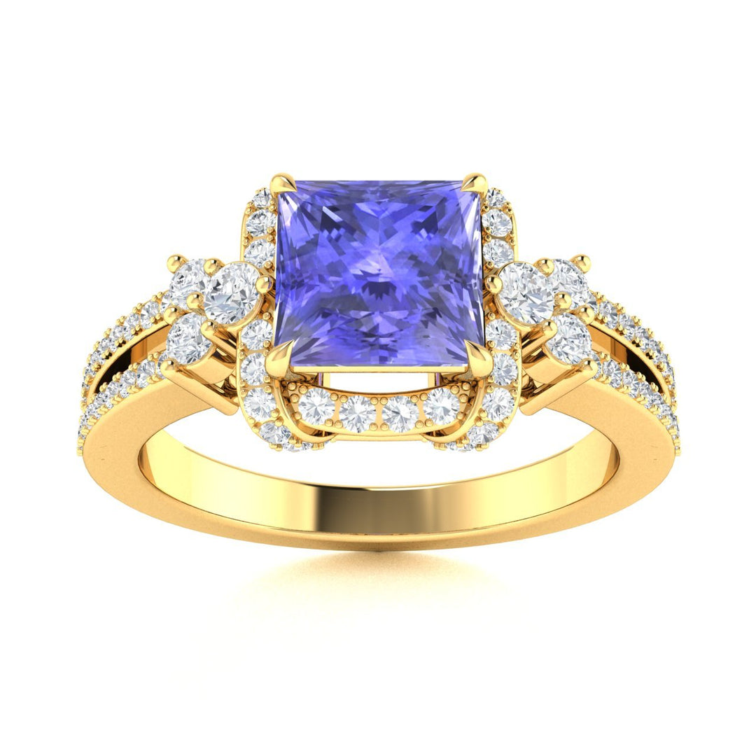 18KT Gold Tanzanite and Diamond Ladies Ring (Tanzanite 2.00 cts. White Diamonds 0.75 cts.)
