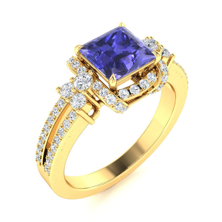 18KT Gold Tanzanite and Diamond Ladies Ring (Tanzanite 2.00 cts. White Diamonds 0.75 cts.)
